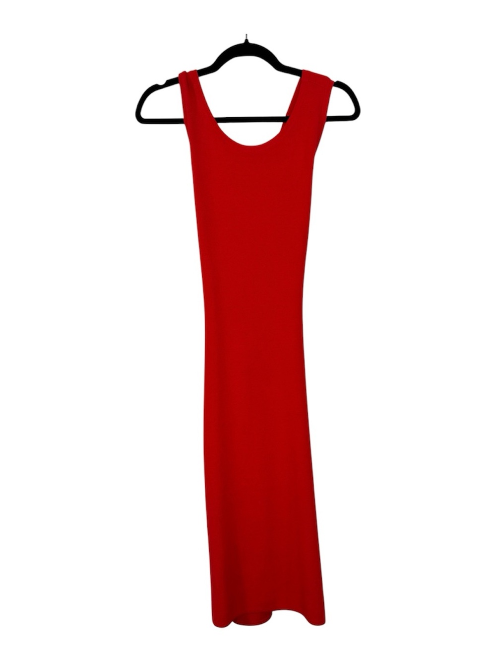 Theory Red Knit Sleeveless Midi Dress Womens M Crisscross Back Casual Classic